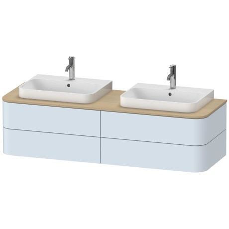 Immagine di Duravit HAPPY D.2 PLUS base sottolavabo sospesa per consolle 160 cm, 4 cassetti, cassetto superiore con scasso per il sifone e coprisifone, colore azzurro finitura opaco HP4974B9797