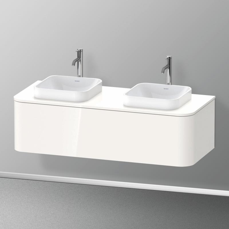 Immagine di Duravit HAPPY D.2 PLUS consolle con due tagli per lavabo 130 cm, per basi sottolavabo con consolle, colore bianco finitura lucido HP032KB2222