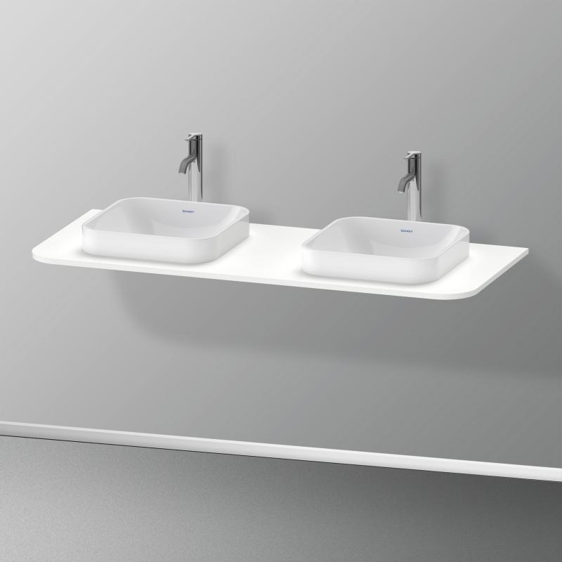 Immagine di Duravit HAPPY D.2 PLUS consolle con due tagli per lavabo 130 cm, per basi sottolavabo con consolle, colore bianco finitura opaco HP032KB3636