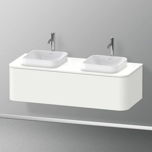 Immagine di Duravit HAPPY D.2 PLUS consolle con due tagli per lavabo 130 cm, per basi sottolavabo con consolle, colore bianco finitura opaco HP032KB3636