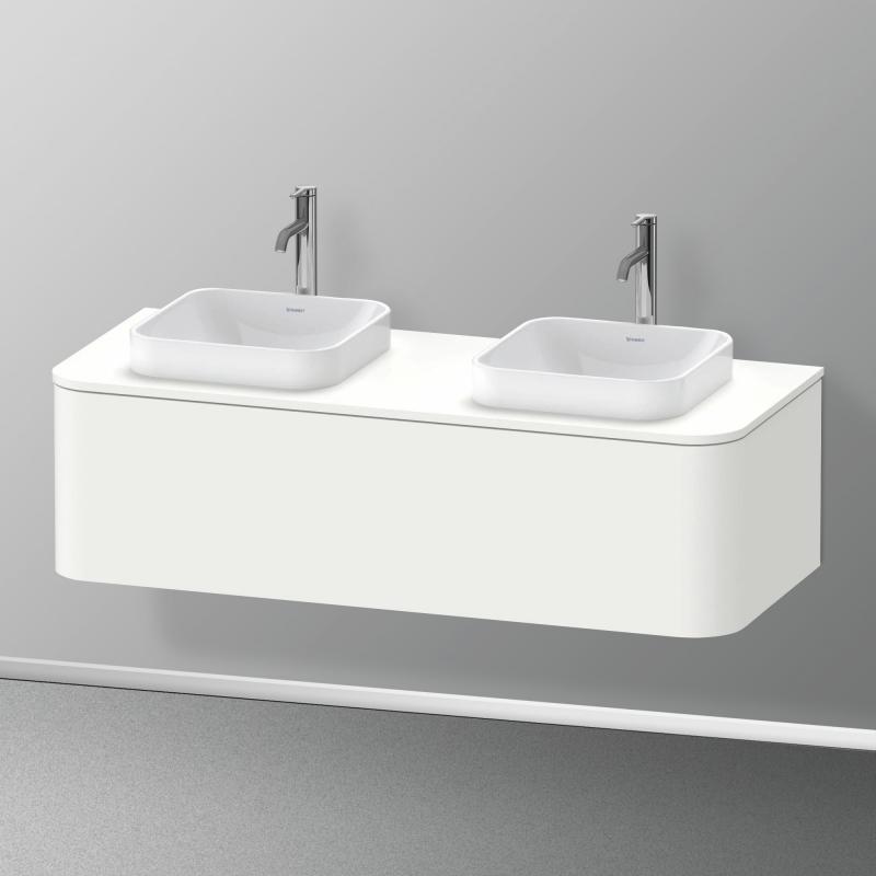 Immagine di Duravit HAPPY D.2 PLUS consolle con due tagli per lavabo 130 cm, per basi sottolavabo con consolle, colore bianco finitura opaco HP032KB3636