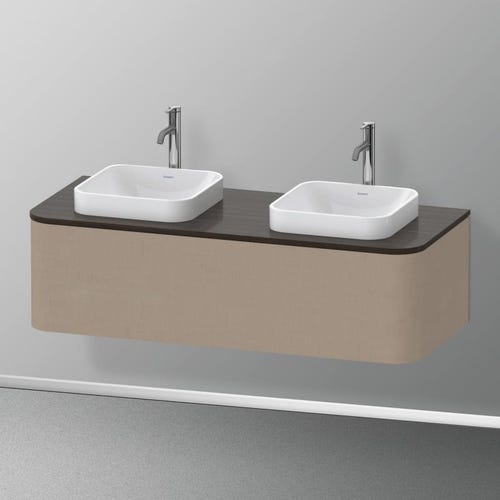 Immagine di Duravit HAPPY D.2 PLUS consolle con due tagli per lavabo 130 cm, per basi sottolavabo con consolle, finitura noce spazzolato HP032KB6969