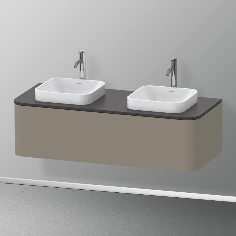 Immagine di Duravit HAPPY D.2 PLUS consolle con due tagli per lavabo 130 cm, per basi sottolavabo con consolle, colore grigio grafite finitura opaco HP032KB8080