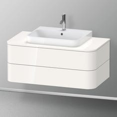 Immagine di Duravit HAPPY D.2 PLUS base sottolavabo sospesa 100 cm per consolle, 2 cassetti, cassetto superiore con scasso per il sifone, colore bianco finitura lucido HP496102222