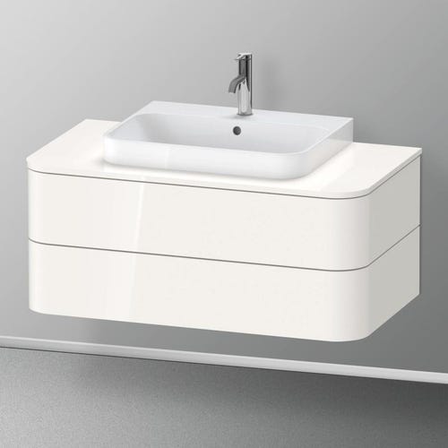 Immagine di Duravit HAPPY D.2 PLUS base sottolavabo sospesa 100 cm per consolle, 2 cassetti, cassetto superiore con scasso per il sifone, colore bianco finitura lucido HP496102222
