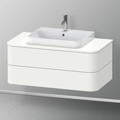 Immagine di Duravit HAPPY D.2 PLUS base sottolavabo sospesa 100 cm per consolle, 2 cassetti, cassetto superiore con scasso per il sifone, colore bianco finitura opaco HP496103636