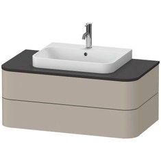 Immagine di Duravit HAPPY D.2 PLUS base sottolavabo sospesa 100 cm per consolle, 2 cassetti, cassetto superiore con scasso per il sifone, colore taupe finitura opaco HP496106060