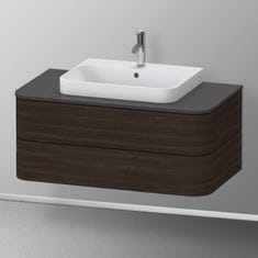 Immagine di Duravit HAPPY D.2 PLUS base sottolavabo sospesa 100 cm per consolle, 2 cassetti, cassetto superiore con scasso per il sifone, finitura noce spazzolato HP496106969