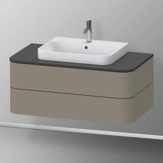 Immagine di Duravit HAPPY D.2 PLUS base sottolavabo sospesa 100 cm per consolle, 2 cassetti, cassetto superiore con scasso per il sifone, colore grigio pietra finitura opaco HP496109292