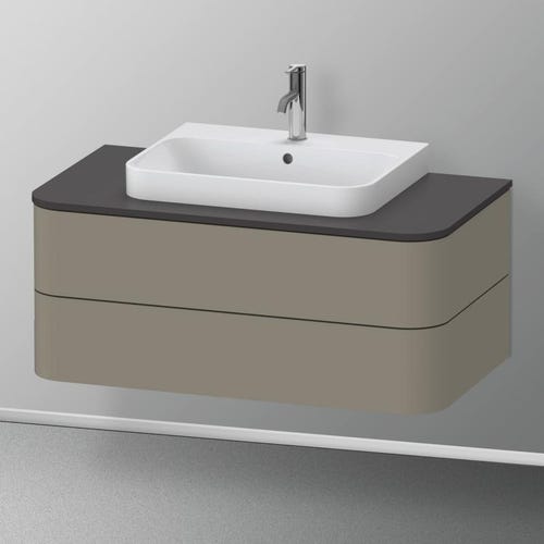 Immagine di Duravit HAPPY D.2 PLUS base sottolavabo sospesa 100 cm per consolle, 2 cassetti, cassetto superiore con scasso per il sifone, colore grigio pietra finitura opaco HP496109292