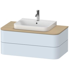 Immagine di Duravit HAPPY D.2 PLUS base sottolavabo sospesa 100 cm per consolle, 2 cassetti, cassetto superiore con scasso per il sifone, colore azzurro finitura opaco HP496109797