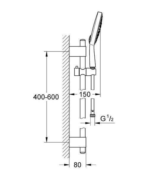 Immagine di Grohe Power&Soul® Cosmopolitan 160 Set asta doccia a 4 tipologie di getto combinabili finitura cromo 27744000