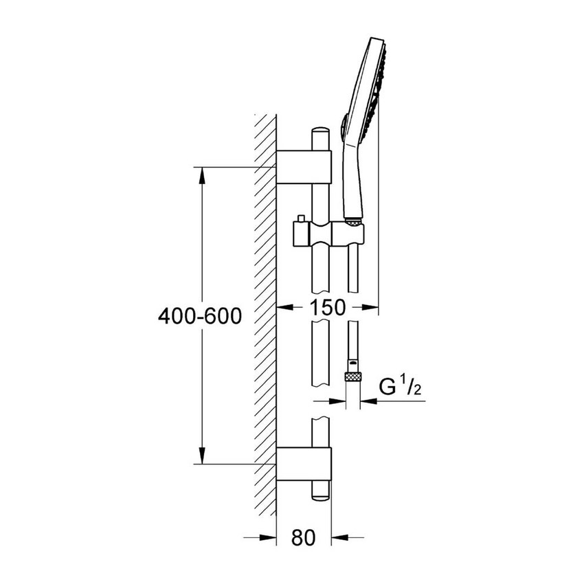 Immagine di Grohe Power&Soul® Cosmopolitan 160 Set asta doccia a 4 tipologie di getto combinabili finitura cromo 27744000