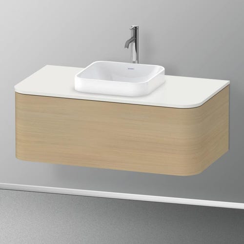 Immagine di Duravit HAPPY D.2 PLUS consolle con un taglio per lavabo 100 cm, per basi sottolavabo con consolle, colore bianco Nordic finitura opaco HP031E03939