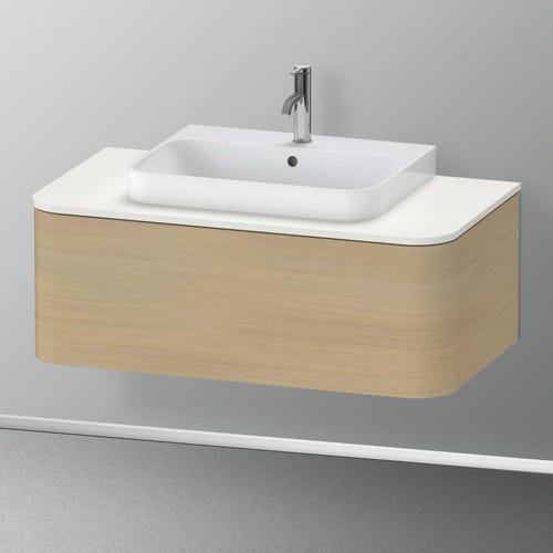 Immagine di Duravit HAPPY D.2 PLUS consolle con un taglio per lavabo 100 cm, per basi sottolavabo con consolle, colore bianco Nordic finitura opaco HP031E03939