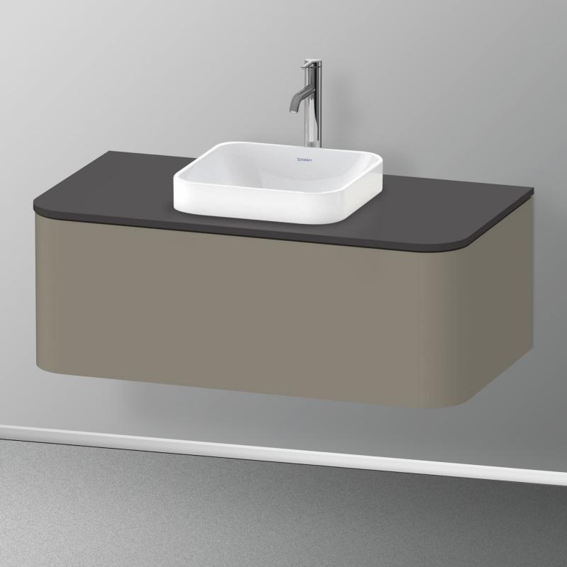 Immagine di Duravit HAPPY D.2 PLUS consolle con un taglio per lavabo 100 cm, per basi sottolavabo con consolle, colore grigio grafite finitura opaco HP031E08080