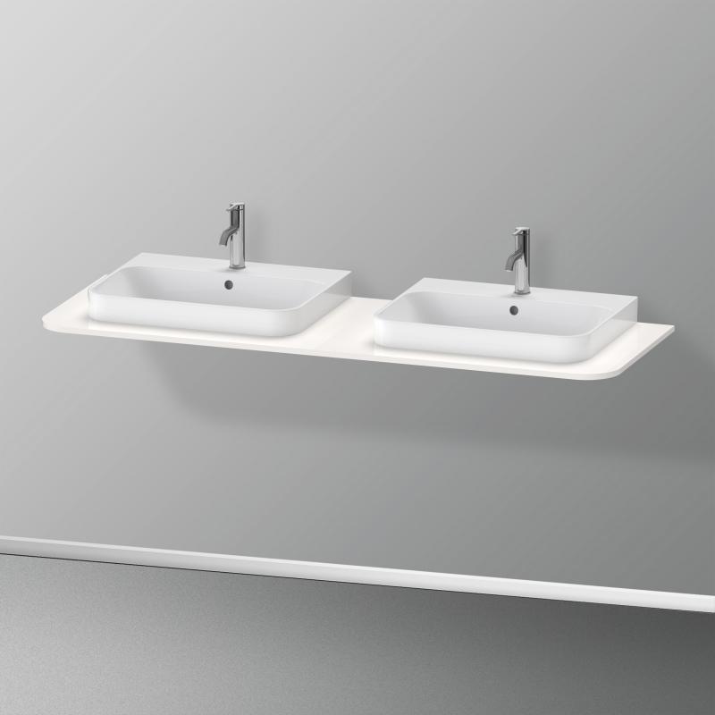 Immagine di Duravit HAPPY D.2 PLUS consolle con due tagli per lavabo 160 cm, per basi sottolavabo con consolle, colore bianco finitura lucido HP032HB2222