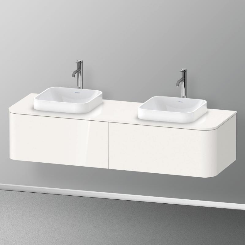 Immagine di Duravit HAPPY D.2 PLUS consolle con due tagli per lavabo 160 cm, per basi sottolavabo con consolle, colore bianco finitura lucido HP032HB2222
