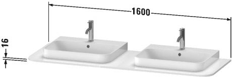 Immagine di Duravit HAPPY D.2 PLUS consolle con due tagli per lavabo 160 cm, per basi sottolavabo con consolle, colore bianco finitura lucido HP032HB2222