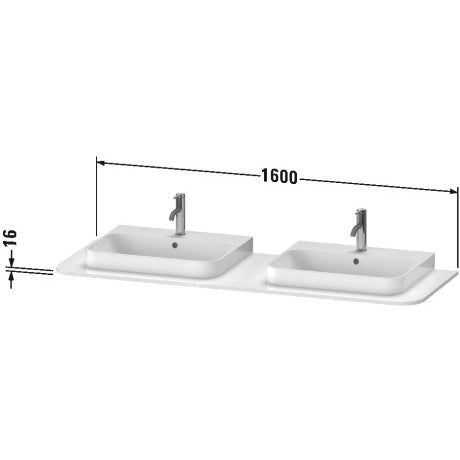 Immagine di Duravit HAPPY D.2 PLUS consolle con due tagli per lavabo 160 cm, per basi sottolavabo con consolle, colore bianco finitura lucido HP032HB2222