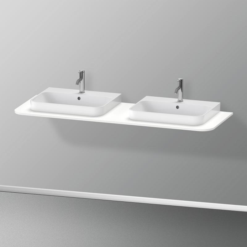 Immagine di Duravit HAPPY D.2 PLUS consolle con due tagli per lavabo 160 cm, per basi sottolavabo con consolle, colore bianco finitura opaco HP032HB3636
