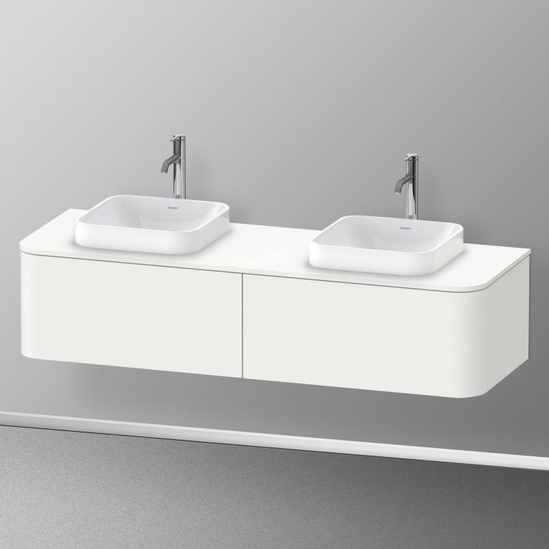 Immagine di Duravit HAPPY D.2 PLUS consolle con due tagli per lavabo 160 cm, per basi sottolavabo con consolle, colore bianco finitura opaco HP032HB3636