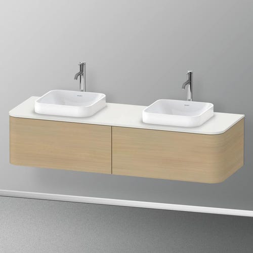 Immagine di Duravit HAPPY D.2 PLUS consolle con due tagli per lavabo 160 cm, per basi sottolavabo con consolle, colore bianco Nordic finitura opaco HP032HB3939