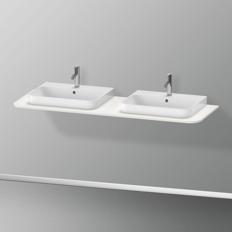 Immagine di Duravit HAPPY D.2 PLUS consolle con due tagli per lavabo 160 cm, per basi sottolavabo con consolle, colore bianco Nordic finitura opaco HP032HB3939