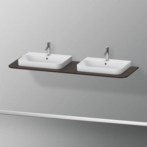 Immagine di Duravit HAPPY D.2 PLUS consolle con due tagli per lavabo 160 cm, per basi sottolavabo con consolle, finitura noce spazzolato HP032HB6969