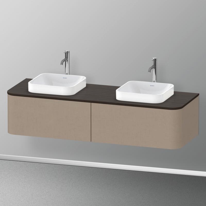 Immagine di Duravit HAPPY D.2 PLUS consolle con due tagli per lavabo 160 cm, per basi sottolavabo con consolle, finitura noce spazzolato HP032HB6969