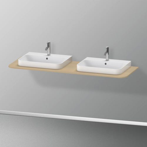 Immagine di Duravit HAPPY D.2 PLUS consolle con due tagli per lavabo 160 cm, per basi sottolavabo con consolle, finitura rovere mediterraneo HP032HB7171