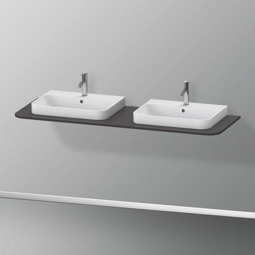 Immagine di Duravit HAPPY D.2 PLUS consolle con due tagli per lavabo 160 cm, per basi sottolavabo con consolle, colore grigio grafite finitura opaco HP032HB8080
