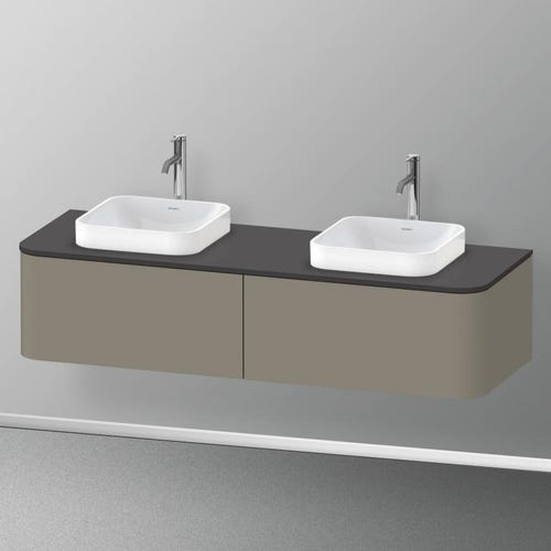 Immagine di Duravit HAPPY D.2 PLUS consolle con due tagli per lavabo 160 cm, per basi sottolavabo con consolle, colore grigio grafite finitura opaco HP032HB8080