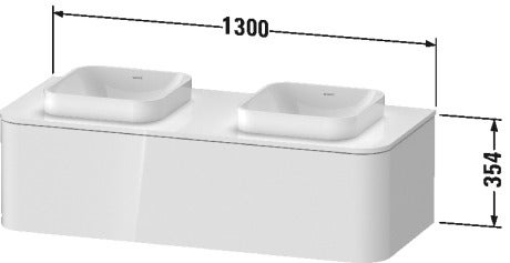 Immagine di Duravit HAPPY D.2 PLUS base sottolavabo sospesa 130 cm per consolle, 1 elemento estraibile, colore grigio grafite finitura opaco HP4943B8080