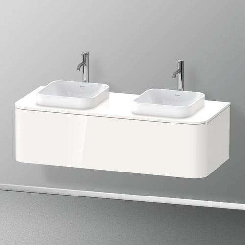 Immagine di Duravit HAPPY D.2 PLUS base sottolavabo sospesa 130 cm per consolle, 1 elemento estraibile, colore bianco finitura lucido HP4943B2222
