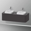 Immagine di Duravit HAPPY D.2 PLUS base sottolavabo sospesa 130 cm per consolle, 1 elemento estraibile, colore grigio grafite finitura opaco HP4943B8080