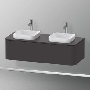 Immagine di Duravit HAPPY D.2 PLUS base sottolavabo sospesa 130 cm per consolle, 1 elemento estraibile, colore grigio grafite finitura opaco HP4943B8080
