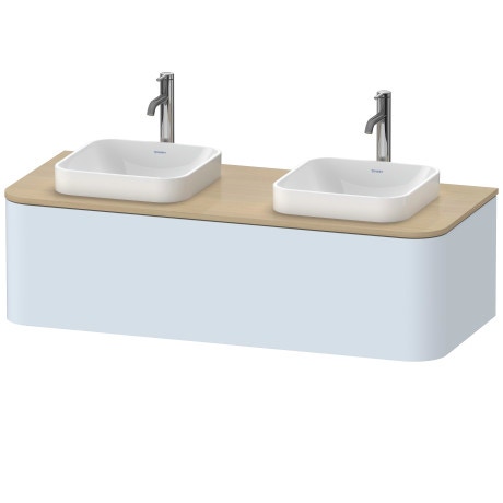 Immagine di Duravit HAPPY D.2 PLUS base sottolavabo sospesa 130 cm per consolle, 1 elemento estraibile, colore azzurro finitura opaco HP4943B9797