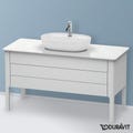 Immagine di Duravit LUV base sottolavabo a pavimento per consolle 133 cm, 1 cassetto, 1 elemento estraibile, cassetto superiore con scasso per il sifone e coprisifone, colore bianco finitura opaco LU956603636