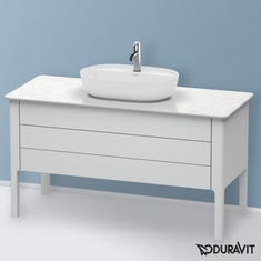 Immagine di Duravit LUV base sottolavabo a pavimento per consolle 133 cm, 1 cassetto, 1 elemento estraibile, cassetto superiore con scasso per il sifone e coprisifone, colore bianco finitura opaco LU956603636