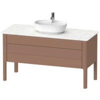 Immagine di Duravit LUV base sottolavabo a pavimento per consolle 133 cm, 1 cassetto, 1 elemento estraibile, cassetto superiore con scasso per il sifone e coprisifone, colore mandorla finitura opaco LU956605454