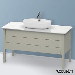 Immagine di Duravit LUV base sottolavabo a pavimento per consolle 133 cm, 1 cassetto, 1 elemento estraibile, cassetto superiore con scasso per il sifone e coprisifone, colore taupe finitura opaco LU956606060