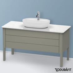 Immagine di Duravit LUV base sottolavabo a pavimento per consolle 133 cm, 1 cassetto, 1 elemento estraibile, cassetto superiore con scasso per il sifone e coprisifone, colore grigio pietra finitura opaco LU956609292