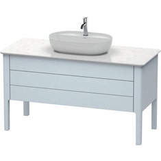Immagine di Duravit LUV base sottolavabo a pavimento per consolle 133 cm, 1 cassetto, 1 elemento estraibile, cassetto superiore con scasso per il sifone e coprisifone, colore azzurro finitura opaco LU956609797
