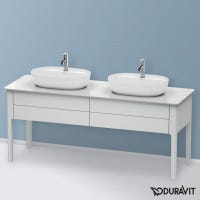 Immagine di Duravit LUV base sottolavabo a pavimento per consolle 173 cm, 2 elementi estraibili, colore bianco finitura opaco LU9562B3636