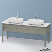 Immagine di Duravit LUV base sottolavabo a pavimento per consolle 173 cm, 2 elementi estraibili, colore grigio pietra finitura opaco LU9562B9292