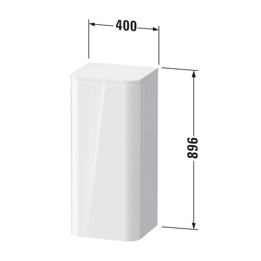 Immagine di Duravit HAPPY D.2 PLUS colonna bassa H.89.6 cm, cerniera a sinistra, colore bianco finitura lucido HP1260L2222