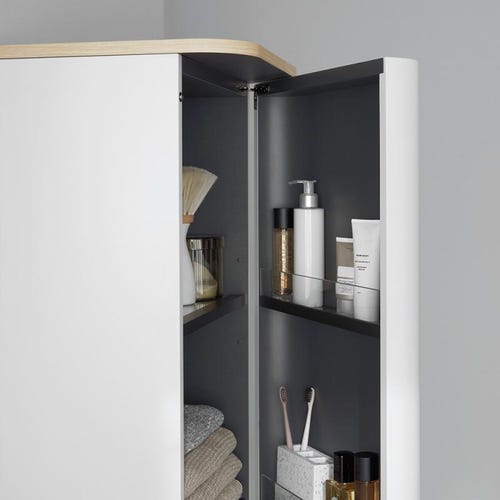 Immagine di Duravit HAPPY D.2 PLUS colonna bassa H.133.6 cm, cerniera a sinistra, colore bianco Nordic finitura opaco HP1261L3939