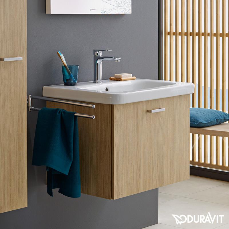 Geberit CITTERIO composizione bagno: mobile sottolavabo, finitura rovere  marrone fumè + specchio con illuminazione, finitura rovere marrone fumè +  lavabo da appoggio, colore bianco + miscelatore monocomando a parete,  finitura cromo 500.564.JJ.1-500.543