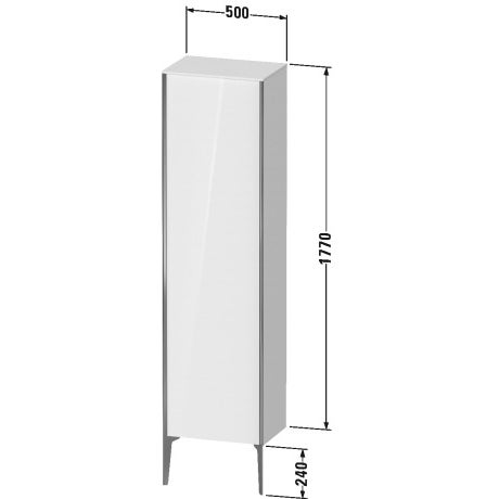 Immagine di Duravit XVIU colonna a pavimento H.177 cm, cerniera a sinistra, profilo nero opaco, colore bianco finitura opaco XV1336LB218